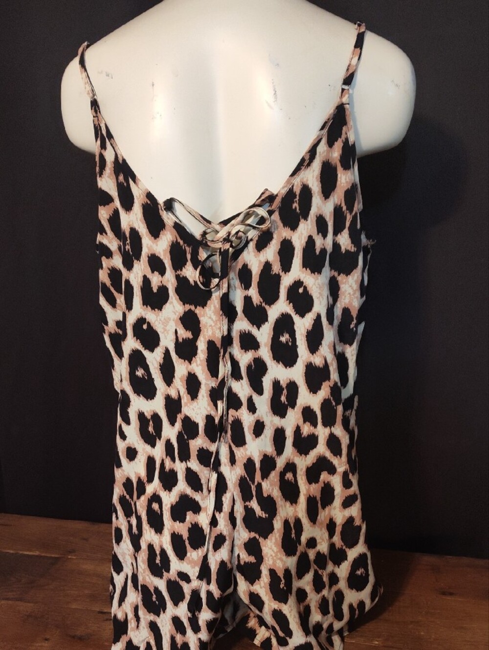 Leopard Print  Shorts Romper - Black & Cream - Picture 3 of 6